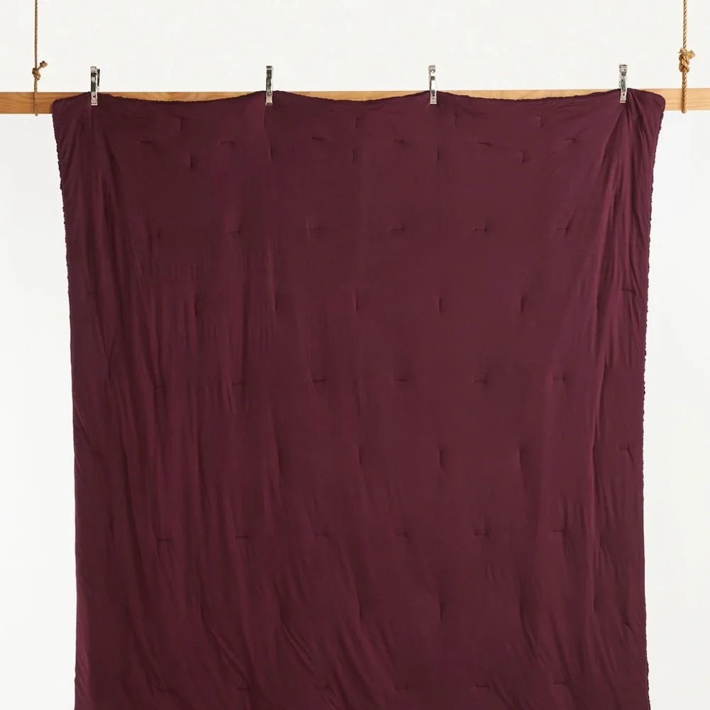 Dahlia Cotton Jersey Luxurious Burgundy Floral Quilt